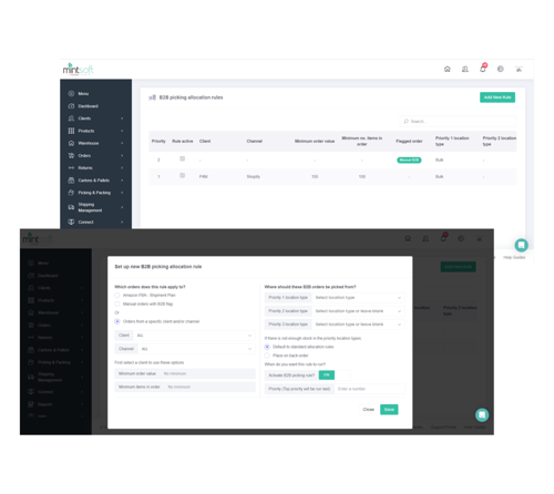 Prototype image of Mintsoft's B2B stock allocation function